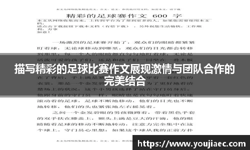 描写精彩的足球比赛作文展现激情与团队合作的完美结合